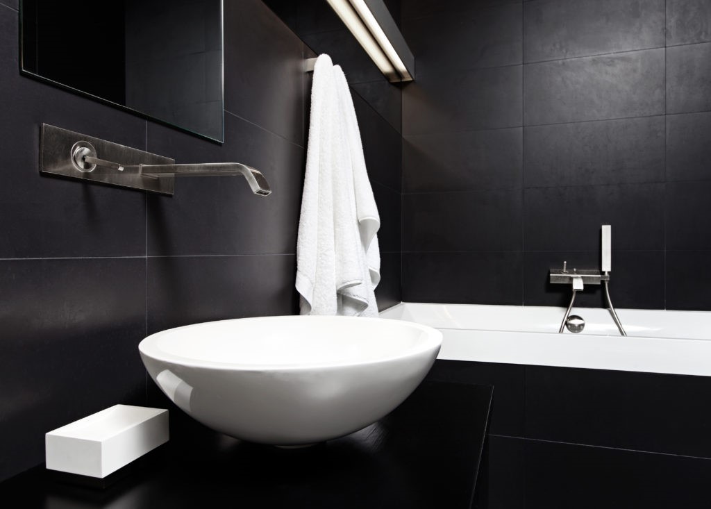 all black bathroom