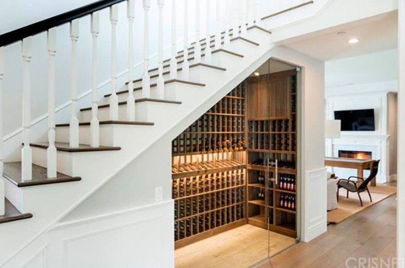 wine room under stairs