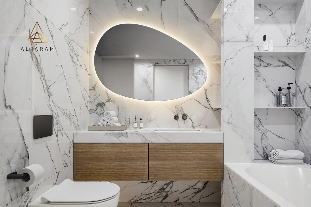 Gepolijste organische spiegel met verlichting