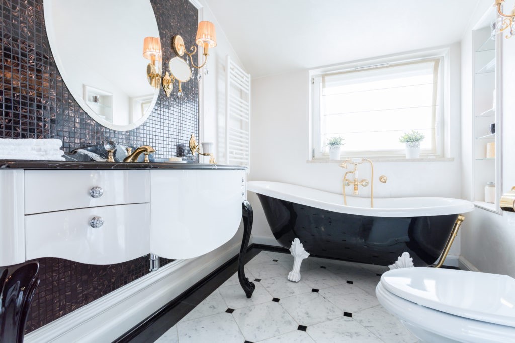 classic bathroom with black accents