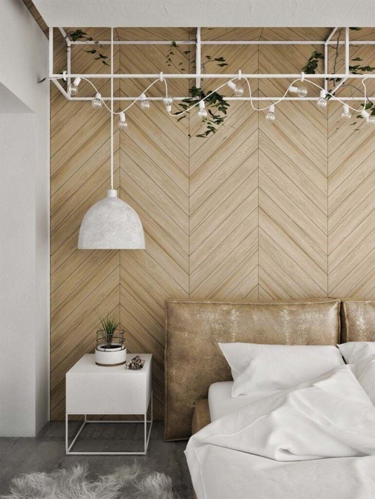 Wood in herringbone pattern